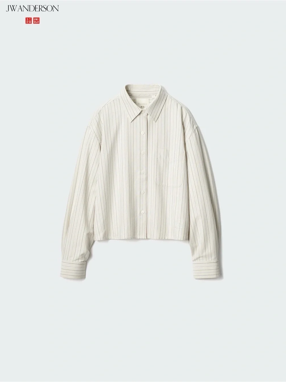 JW Anderson x Uniqlo Cropped Striped Button-Up Shirt in Cream Size XXS NWT - Picture 1 of 4